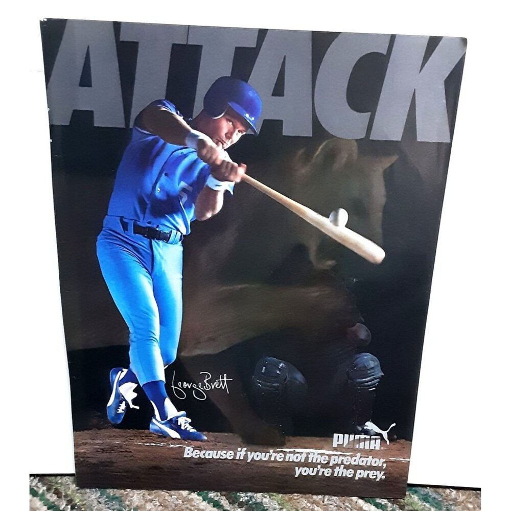 1985 George Brett Puma Attack Baseball Royals Original Print Ad